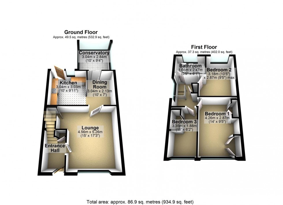 Floorplan for Masefield Drive, Rushden