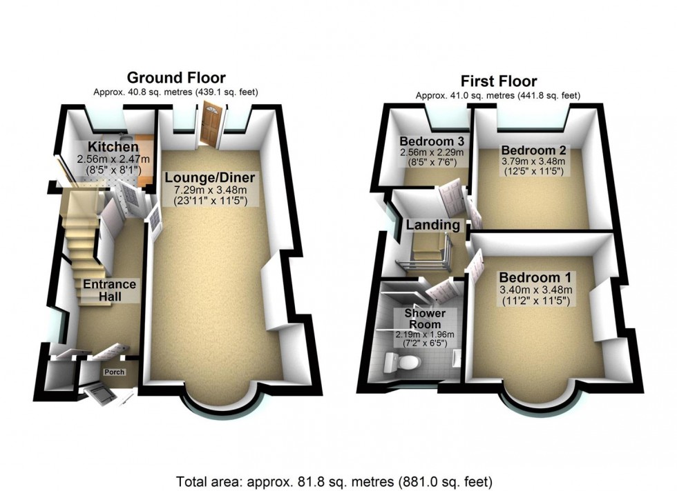 Floorplan for Queensway, Wellingborough