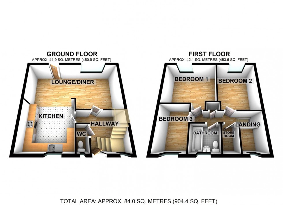 Floorplan for Kiln Way, Wellingborough